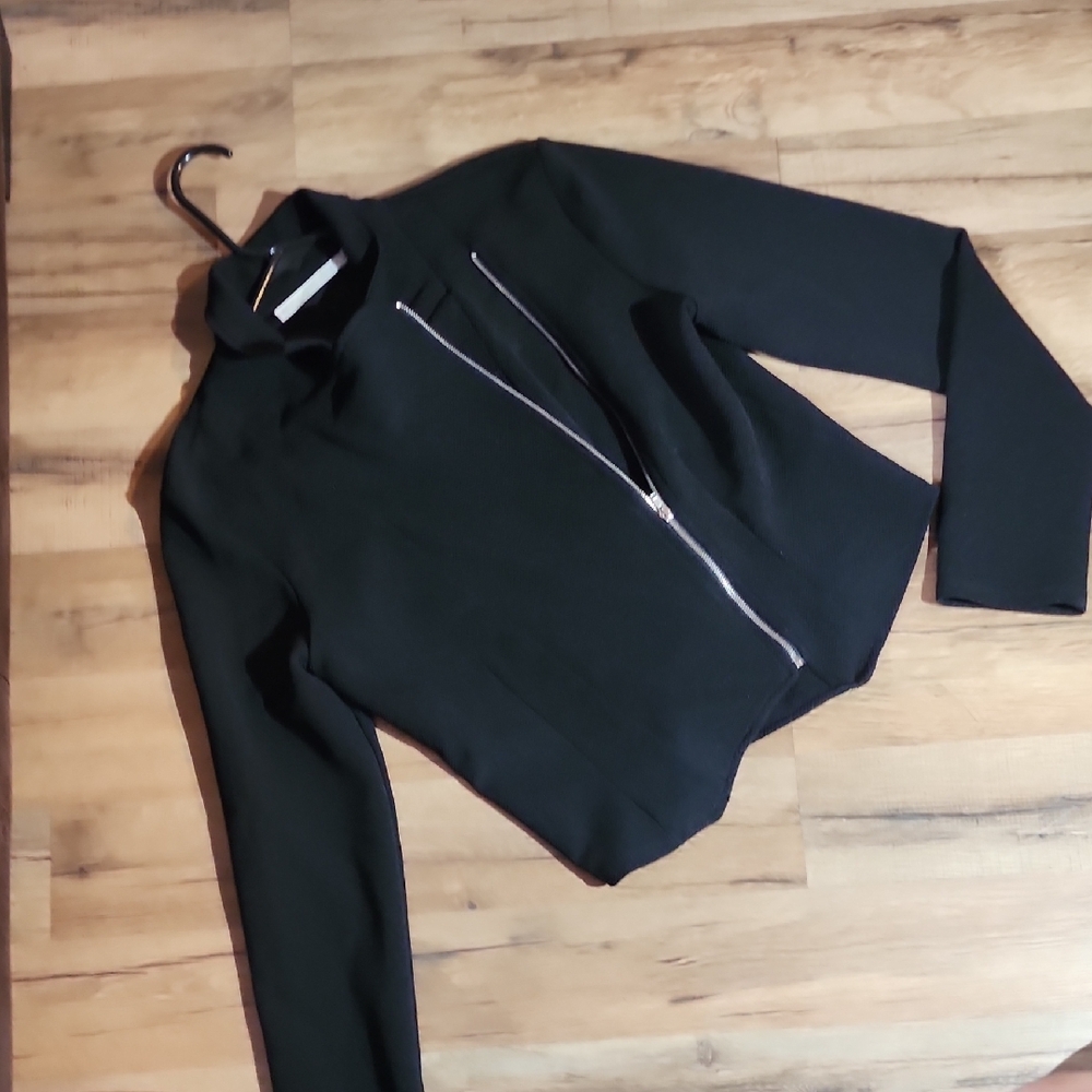 Black Asymmetrical Zipper Jacket/Blazer